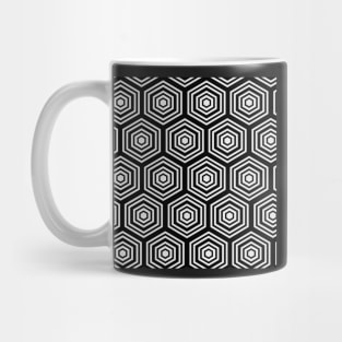 abstract monochrome geometric design with hexagons Mug